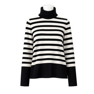 COS Black White Striped Turtleneck Sweater - Size XS - Minimalist Knit Top